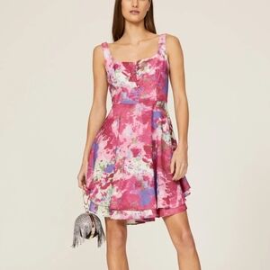 Esteban Cortazar Pink & Blue Tie Dye Print Mini Dress Size 14 (6397)